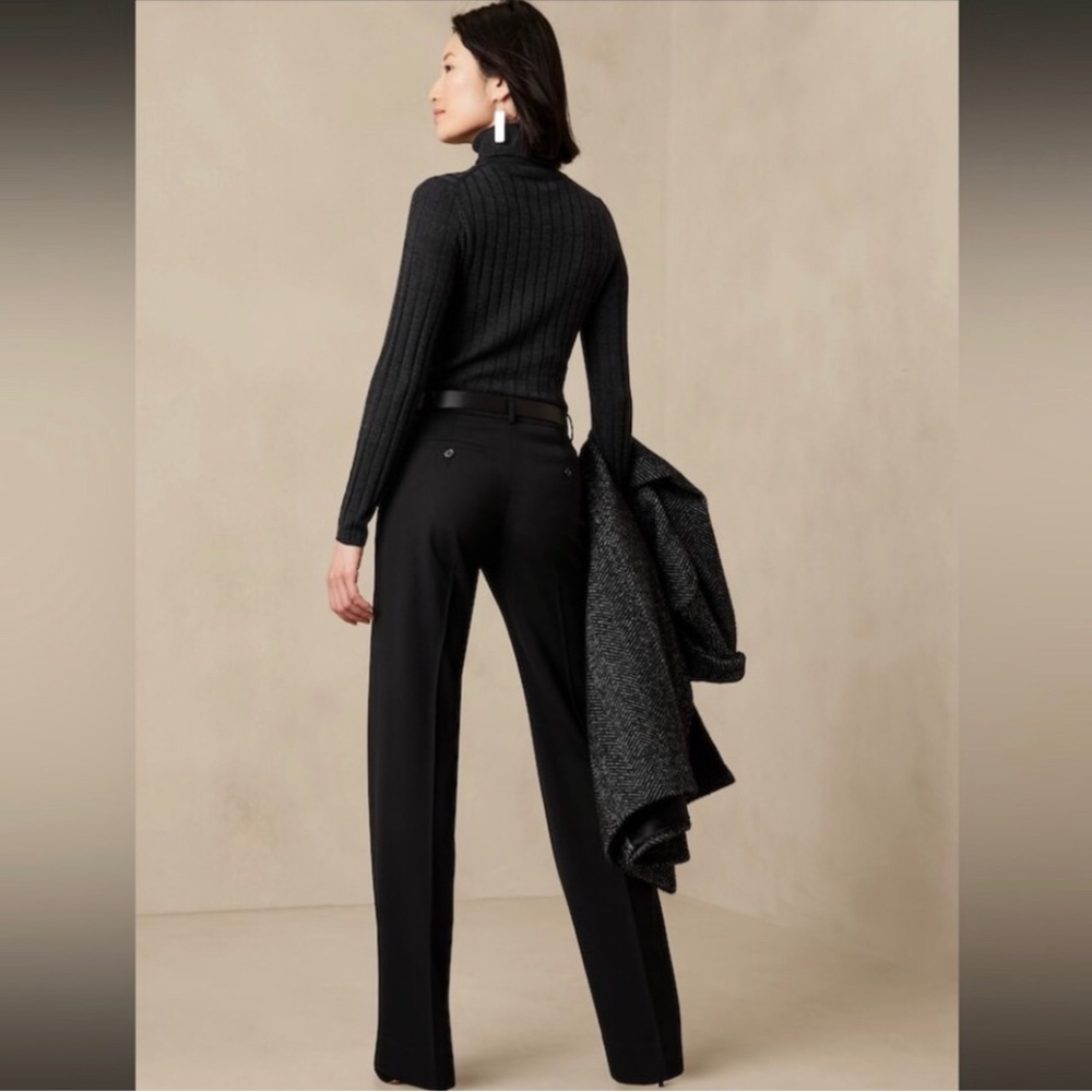 NWT! Banana Republic Black Siena Straight Wool Pant - ALL SIZES LONG - Picture 4 of 9